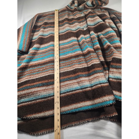Bear Ridge Outfitters Wool Blend Hooded Poncho Cloak Cape Striped Size XL/2XL - Picture 3 of 9